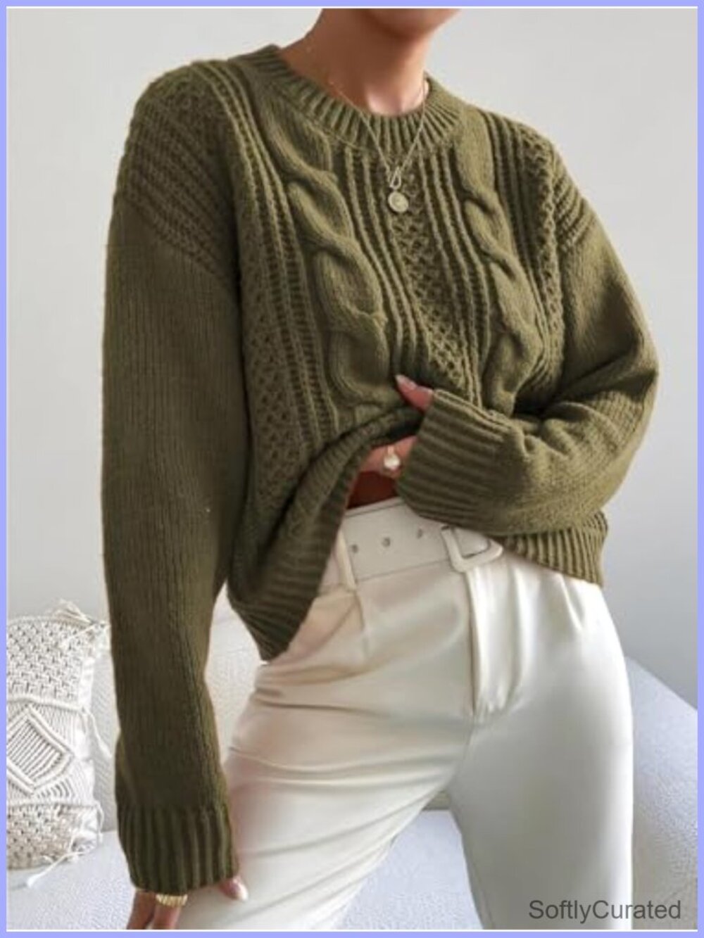 Chunky Knit Sweater Women Cable Knit Long Sleeve Pullover